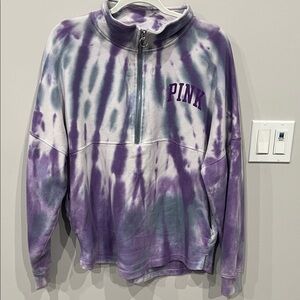 PINK Victoria's Secret Purple and White Tie-Dye Sweatshirt